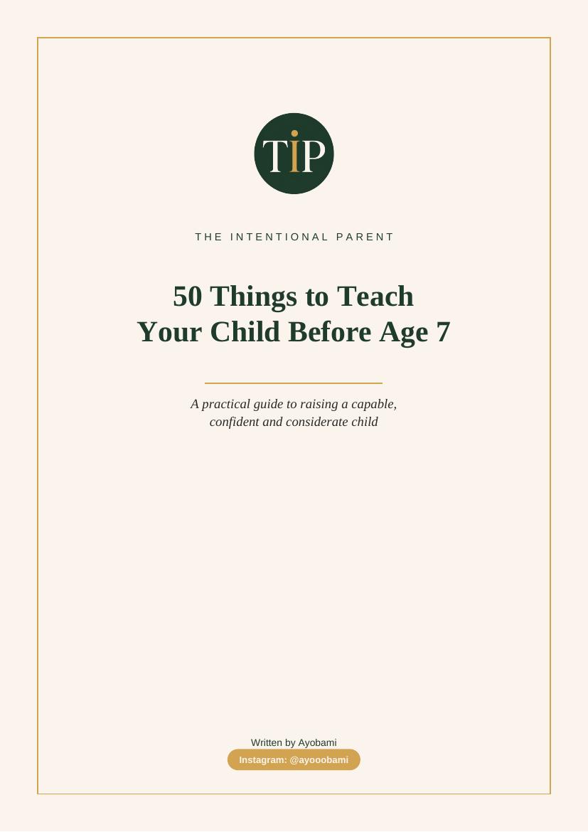 50 Things to Teach Your Child Before Age 7