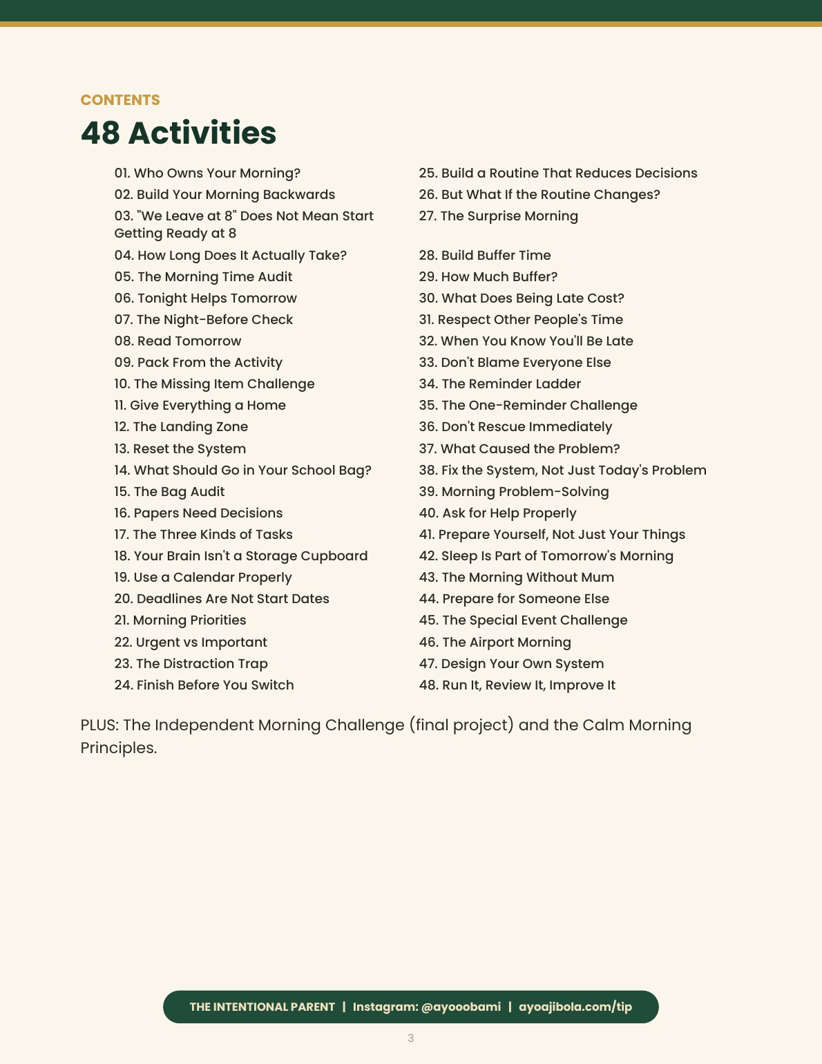 The Calm Mornings Pack, sample page 2