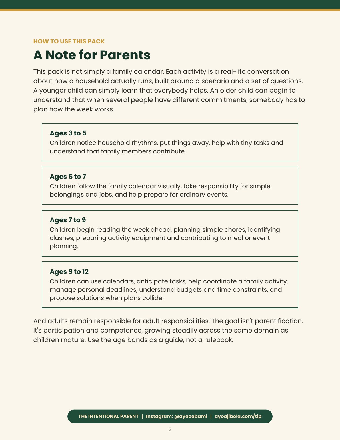 The Family Rhythm Planner, sample page 1