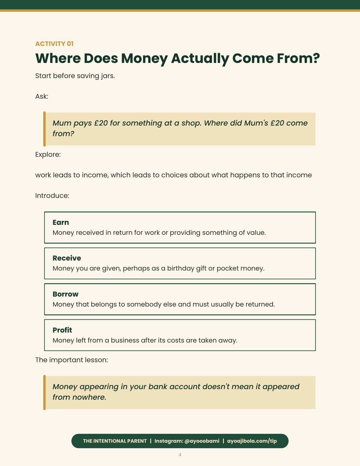 The Pocket Money Starter Pack, sample page 3