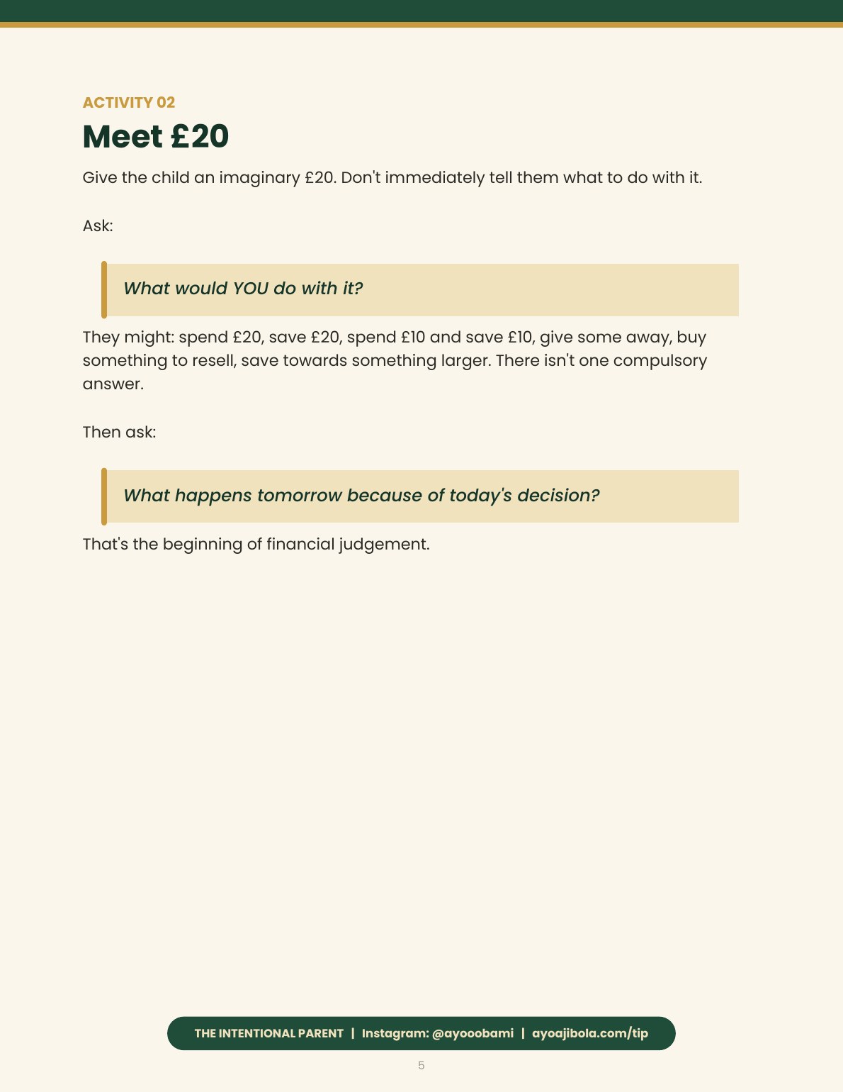 The Pocket Money Starter Pack, sample page 4