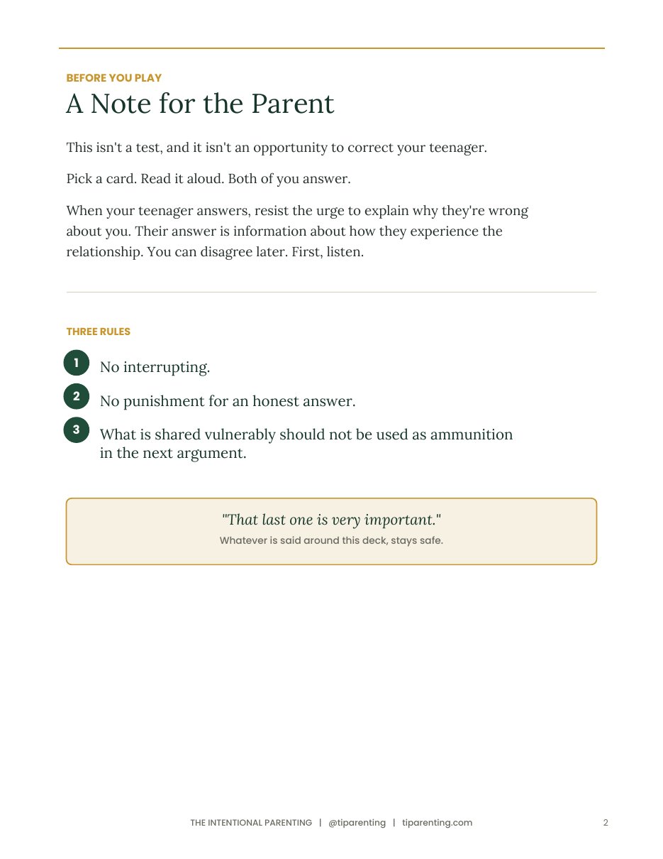 Teen Truth Cards, sample page 2